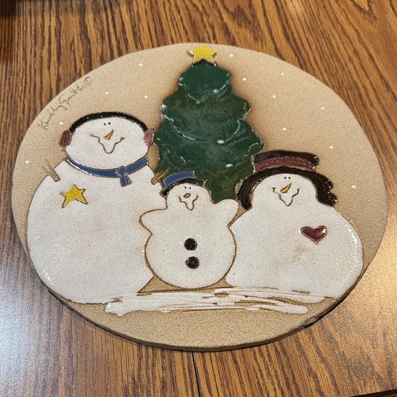 Holiday Snowman Family Decorative Plate - Picture 1 of 2